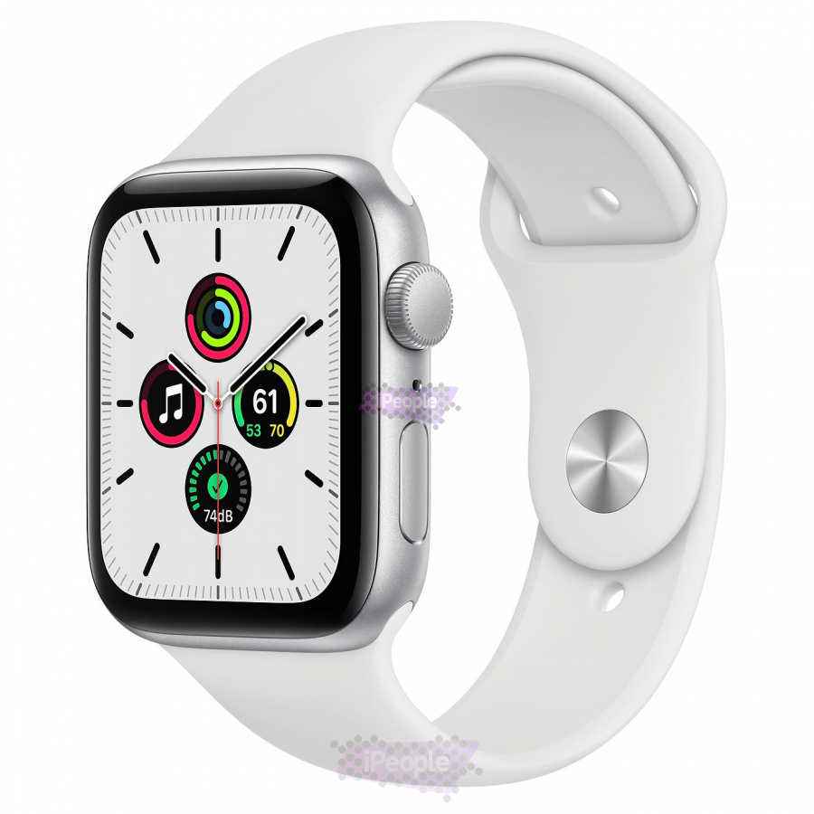 Фото Купить Apple Watch SE () <br>44 мм, корпус из алюминия серебристого цвета, спортивный ремешок по низкой цене в Москве