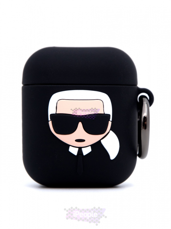Фото Чехол Karl Lagerfeld для AirPods 1/2 с карабином (Чёрный), Чёрный