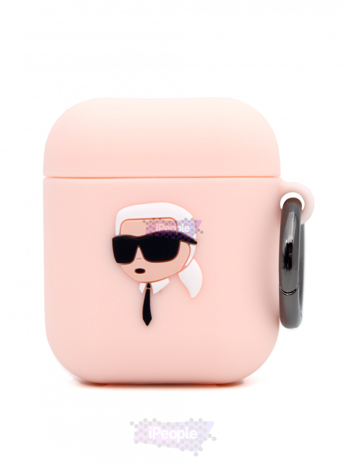 Фото Чехол Karl Lagerfeld для AirPods 1/2 с карабином (Розовый), Розовый