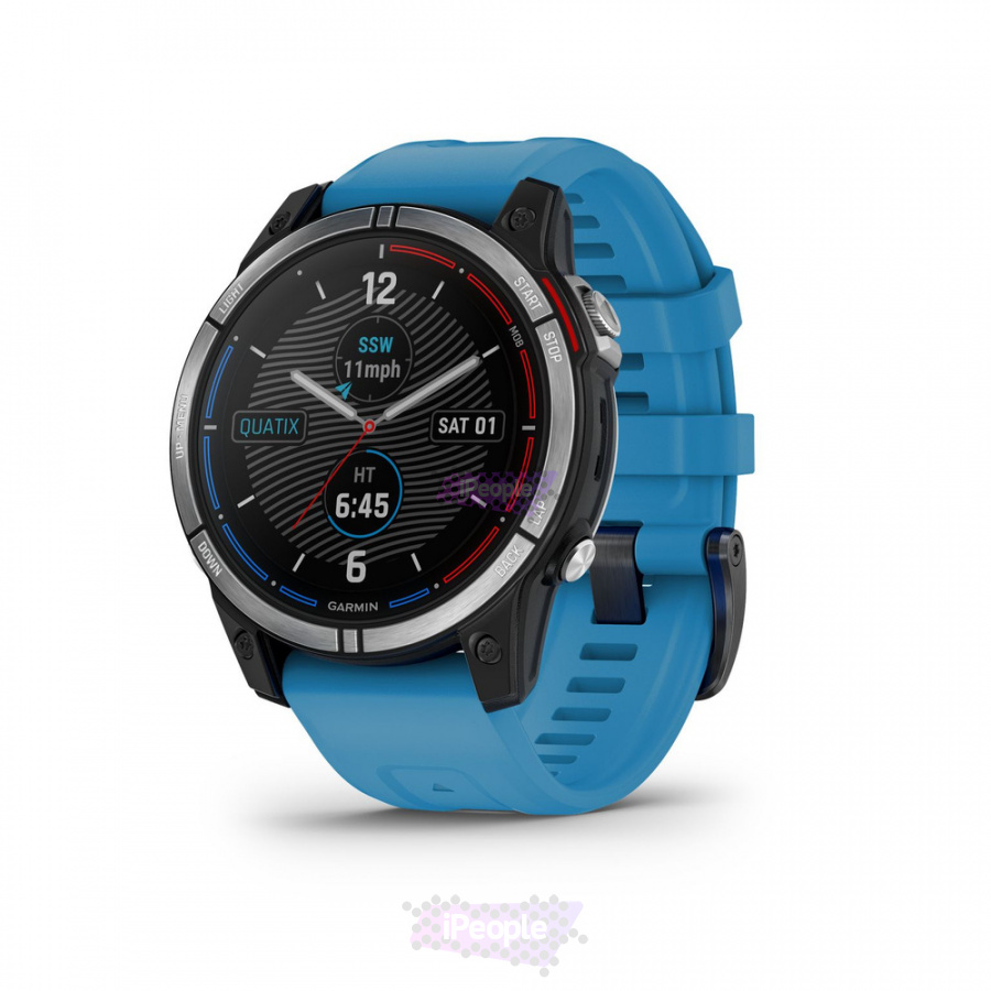Фото Купить Умные часы Garmin Quatix 7 с синим силиконовым ремешком по низкой цене в Москве
