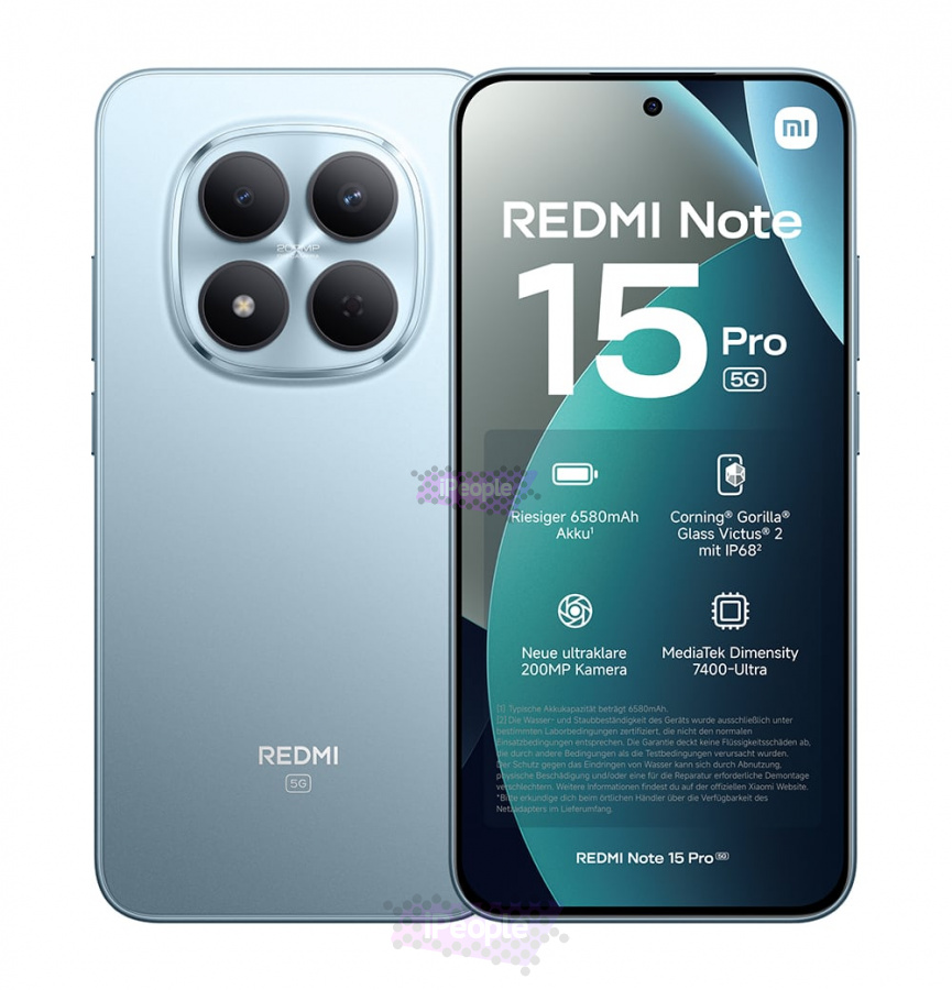 Фото Купить Смартфон Xiaomi Redmi Note 15 Pro 5G 8Gb/512Gb (Glacier Blue) Nano-Sim + Nano-Sim по низкой цене в Москве