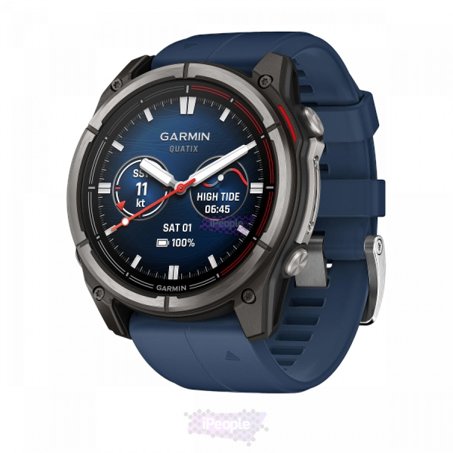 Фото Купить Умные часы Garmin Quatix 8 51mm, Amoled, Sapphire, Titanium, синий силиконовый ремешок (010-02905-90) по низкой цене в Москве