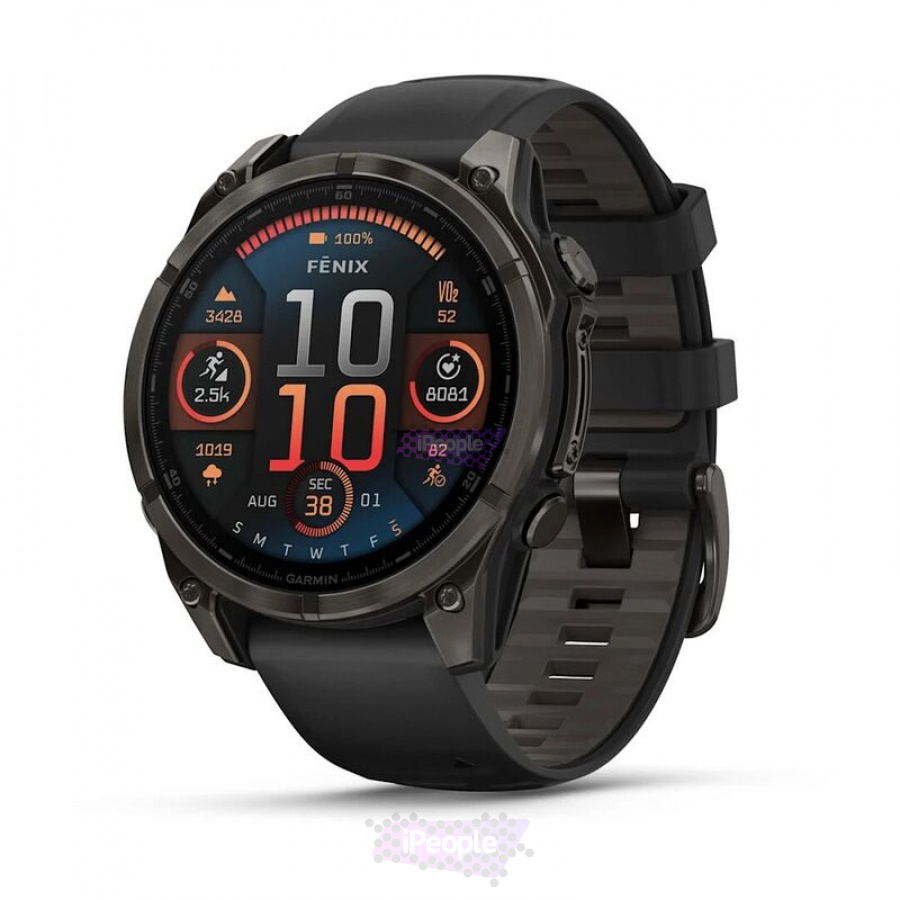 Фото Купить Умные часы Garmin Fenix 8 Amoled 47 мм, Sapphire, Carbon grey DLC titanium with Black/pebble grey silicone band (010-02904-21) по низкой цене в Москве