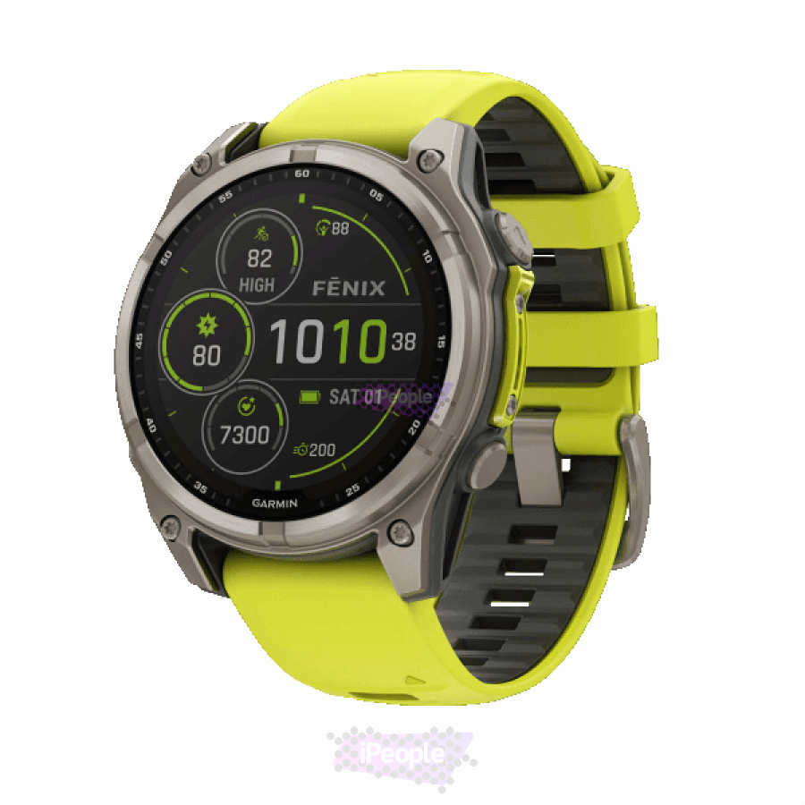 Фото Купить Умные часы Garmin Fenix 8 Solar 47мм, Sapphire, Titanium with Amp yellow/graphite silicone band (010 - 02906 - 21) по низкой цене в Москве