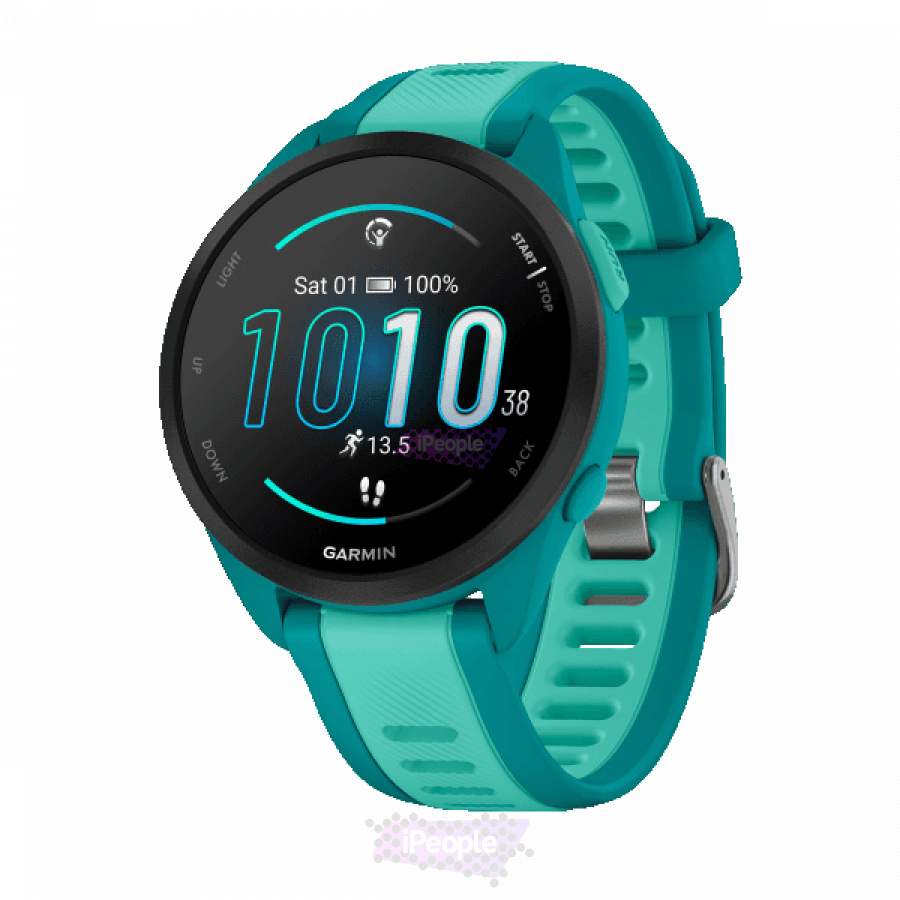 Фото Купить Умные часы Garmin Forerunner 165 Music зеленый c бирюзовым ремешком (010-02863-32) по низкой цене в Москве
