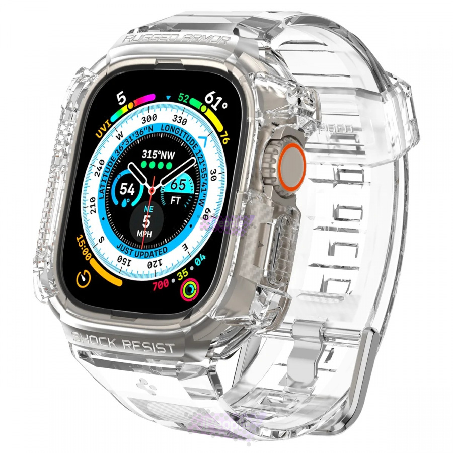 Фото Купить Ремешок-чехол Spigen Rugged Armor Pro для Apple Watch Ultra (Прозрачный) по низкой цене в Москве