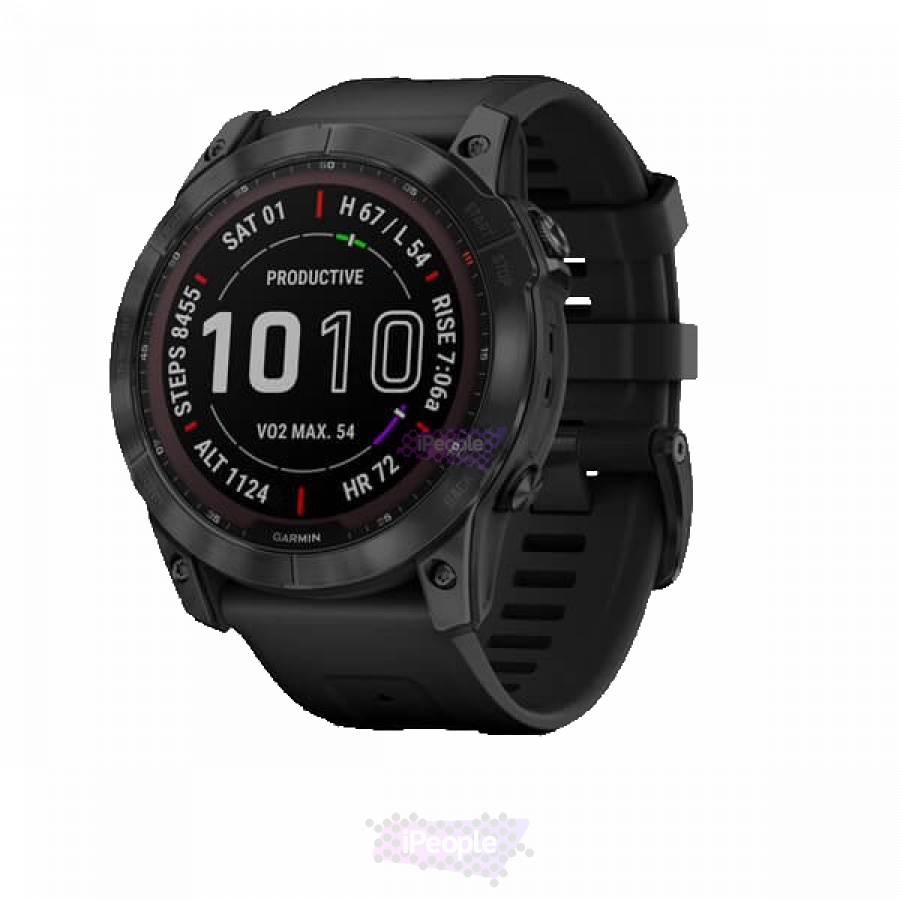 Фото Купить Умные часы Garmin Fenix 7X Sapphire Solar титановый черный с силиконовым ремешком (010-02541-12) по низкой цене в Москве