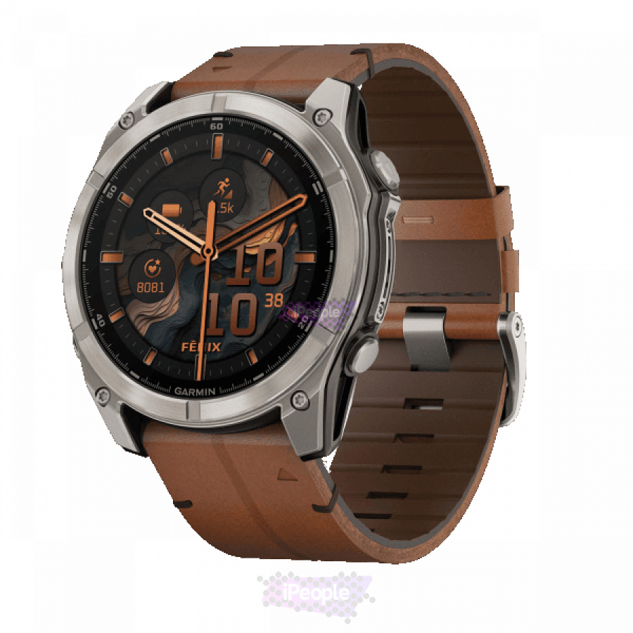 Фото Купить Умные часы Garmin Fenix 8 Amoled 51 мм, Sapphire, Titanium with Chestnut Leather Band (010-02905-40) по низкой цене в Москве