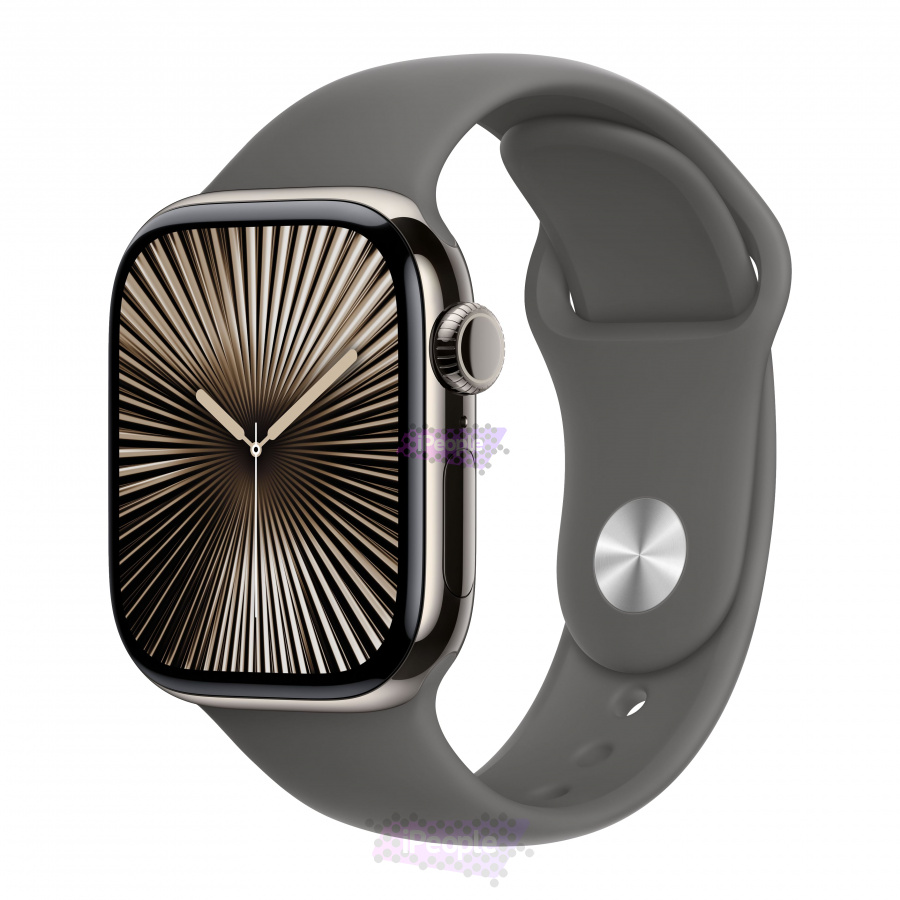 Фото Купить Apple Watch Series 10 <br>42 мм Titanium «Natural» Спортивный ремешок S/M «Stone Gray» GPS + Cellular по низкой цене в Москве