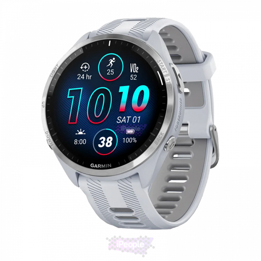 Фото Купить Умные часы Garmin Forerunner 965 белые, титановый безель, с белым ремешком (010-02809-11) по низкой цене в Москве