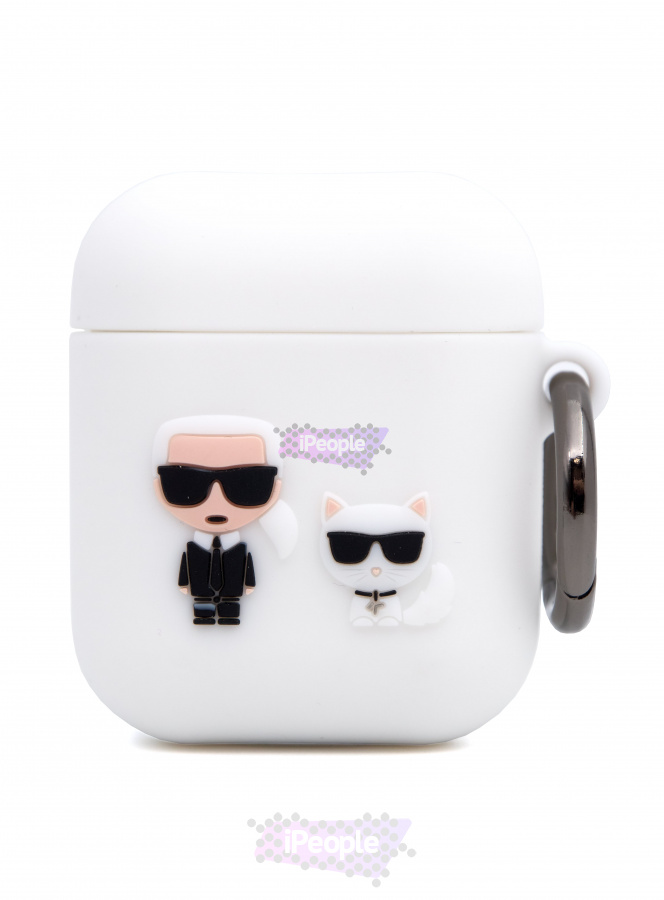 Фото Чехол Karl Lagerfeld для AirPods 1/2 с карабином (Белый), Белый