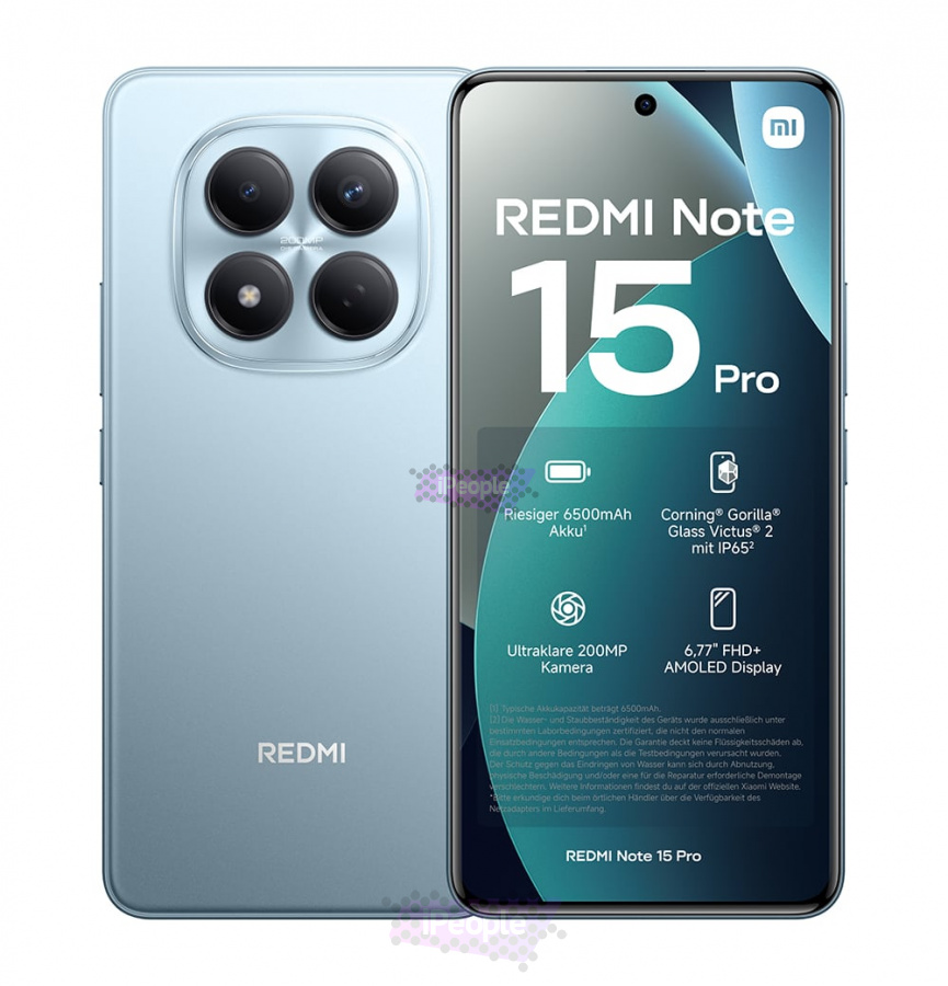 Фото Купить Смартфон Xiaomi Redmi Note 15 Pro 4G 12Gb/256Gb (Glacier Blue) Nano-Sim + Nano-Sim по низкой цене в Москве