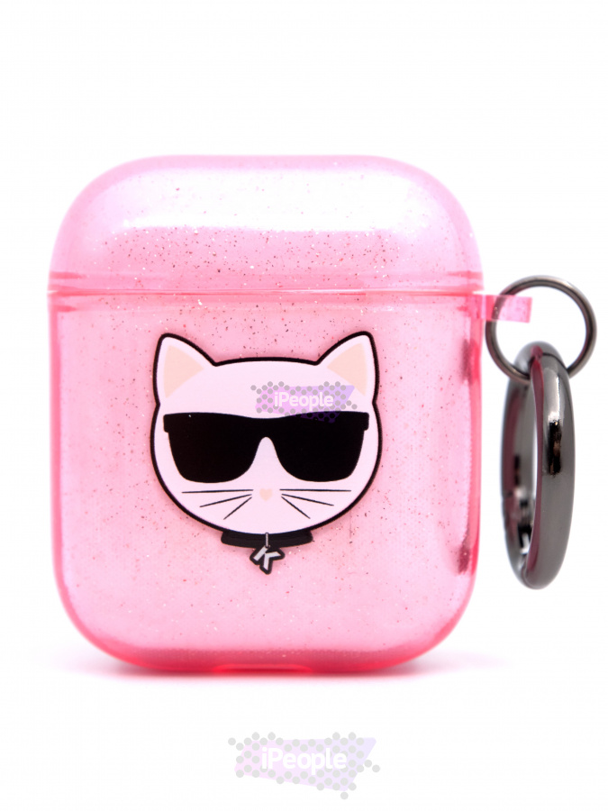 Фото Чехол Karl Lagerfeld для AirPods 1/2 с карабином (Розовый), Розовый