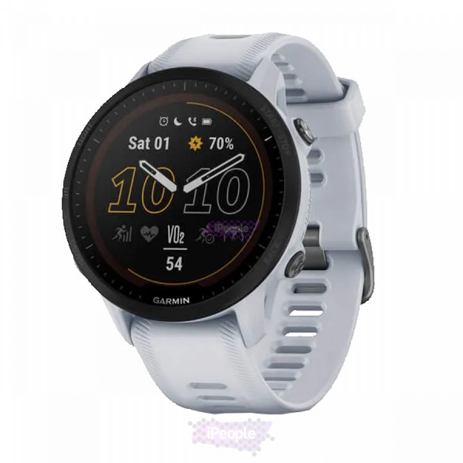 Фото Купить Умные часы Garmin Forerunner 955 Solar с белым ремешком по низкой цене в Москве