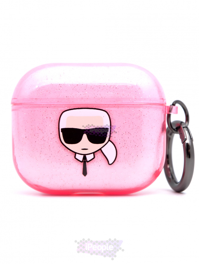Фото Купить Чехол Karl Lagerfeld для AirPods 3 с карабином (Розовый) по низкой цене в Москве