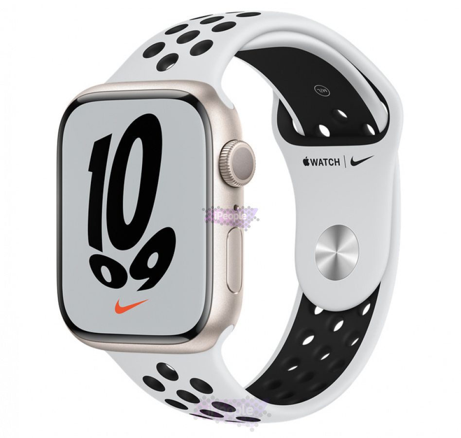 Фото Купить Apple Watch Series 7 () <br>45 мм Корпус из алюминия цвета «сияющая звезда» • Спортивный ремешок Nike по низкой цене в Москве