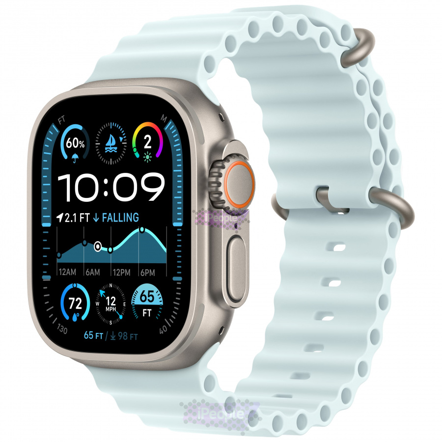 Фото Купить Apple Watch Ultra 2 <br>49 мм «Natural Titanium» Case with Ice Blue Ocean Band One Size по низкой цене в Москве