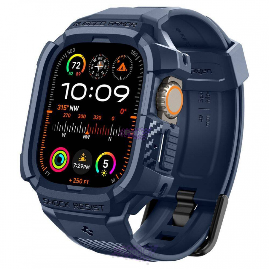 Фото Купить Ремешок-чехол Spigen Rugged Armor Pro для Apple Watch Ultra (Тёмно-синий) по низкой цене в Москве